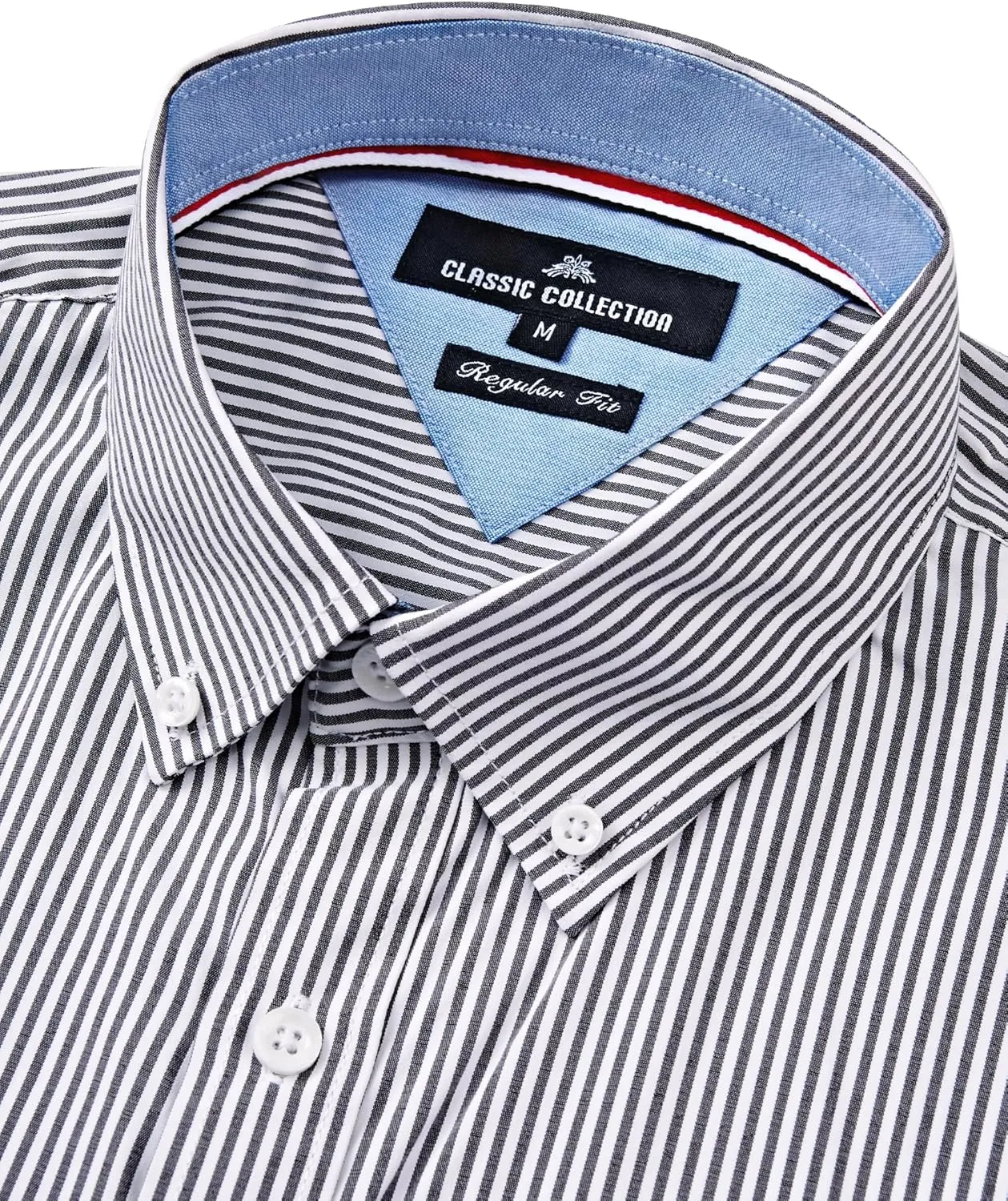 Alimens & Gentle Men's Cotton Stripe Button Down Shirts Long Sleeve Regular Fit Dress Shirts
