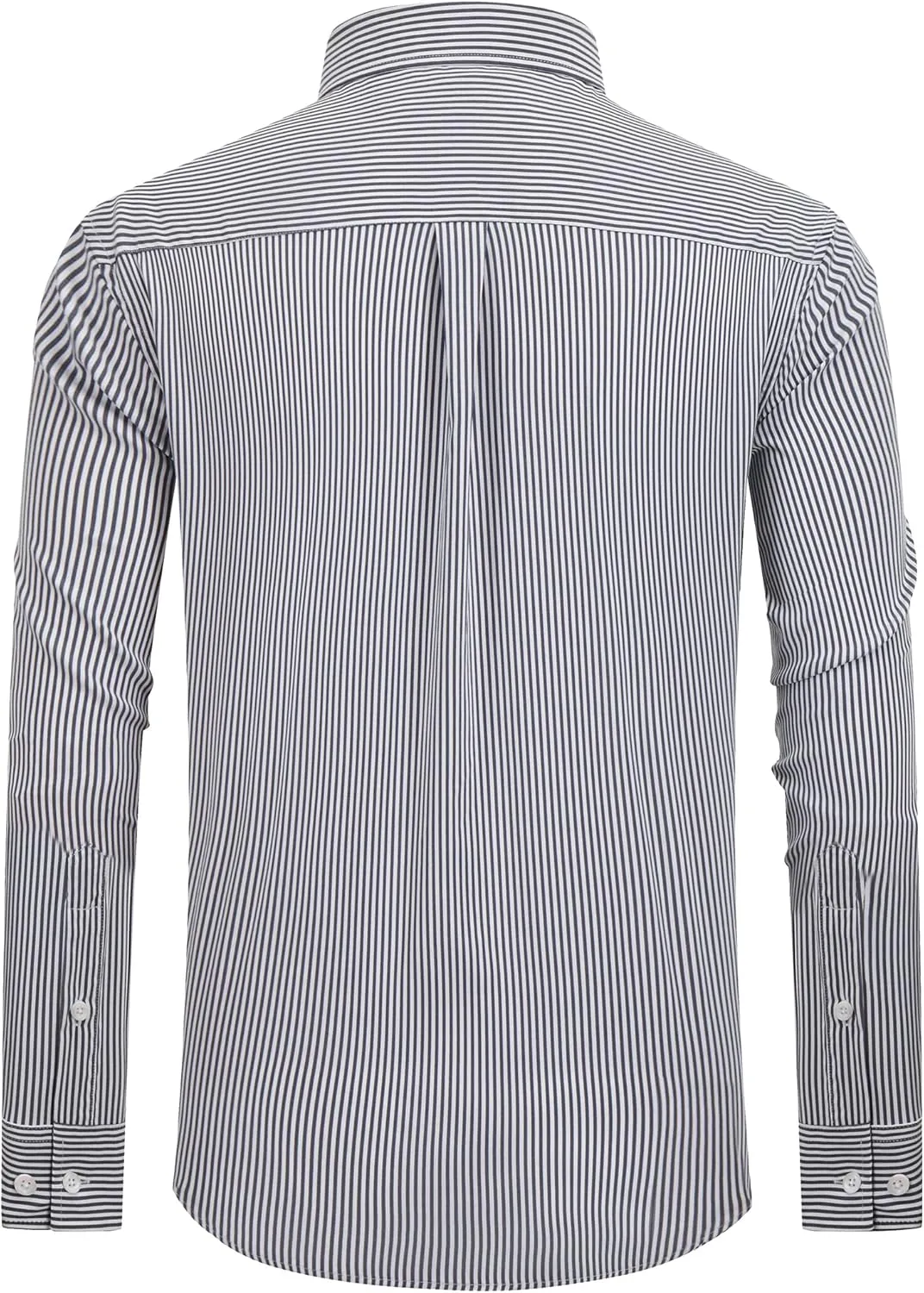 Alimens & Gentle Men's Cotton Stripe Button Down Shirts Long Sleeve Regular Fit Dress Shirts