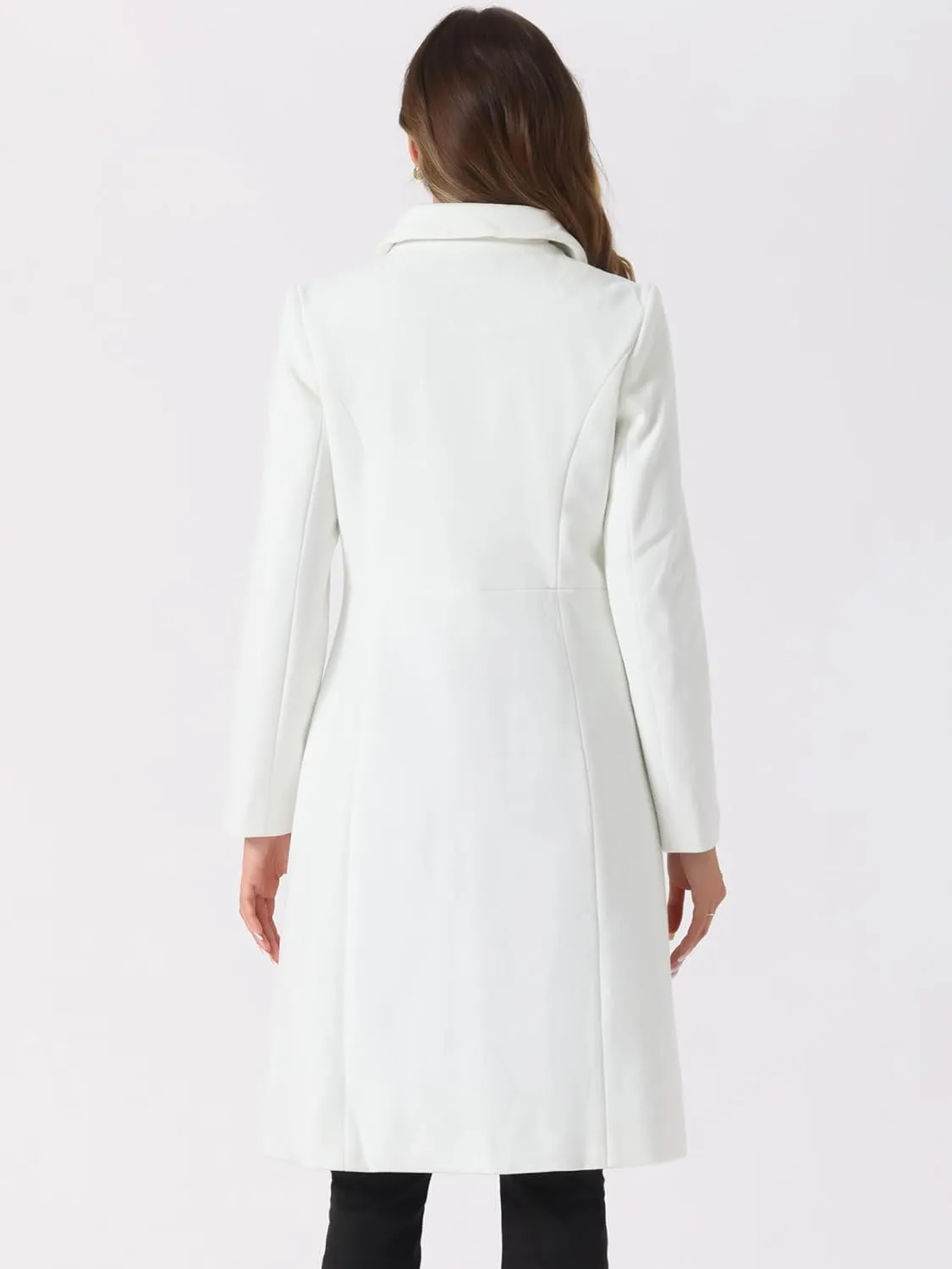 Allegra K Winter Trench Coat for Women's Vintage Peter Pan Collar Single Breasted Long Overcoat Peacoat