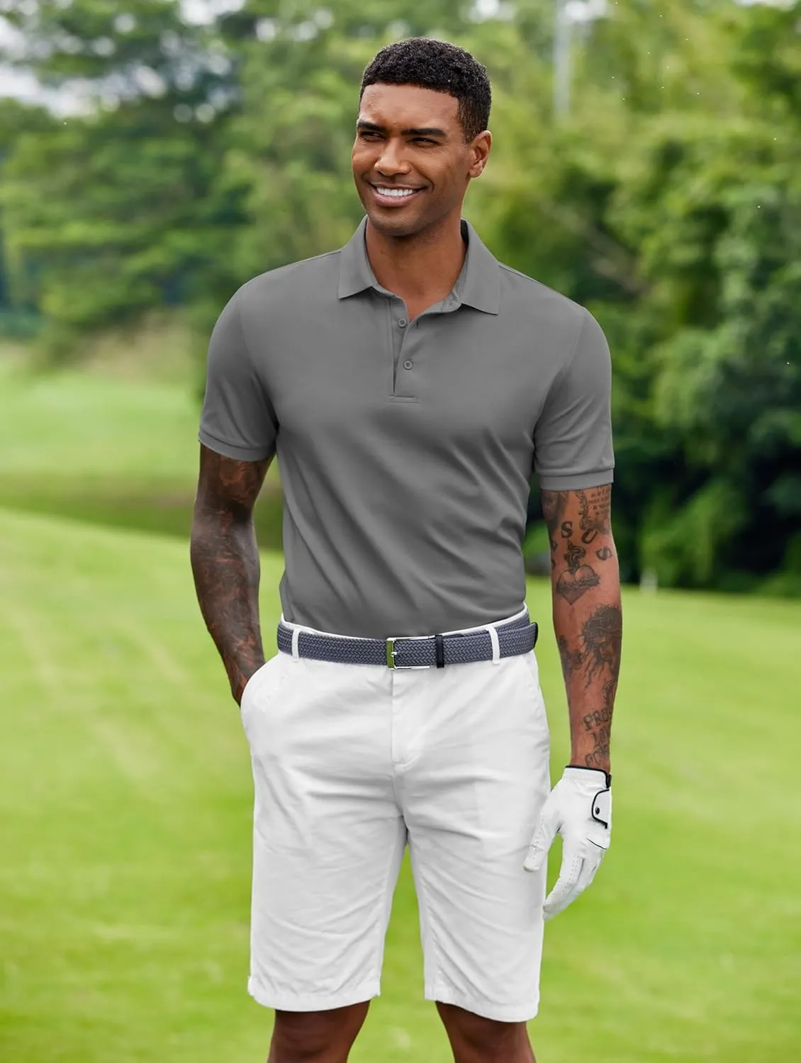 COOFANDY Mens Polo Shirt Short Sleeve Moisture Wicking Quick-Dry Golf Polo Athletic Tennis Collared T-Shirts