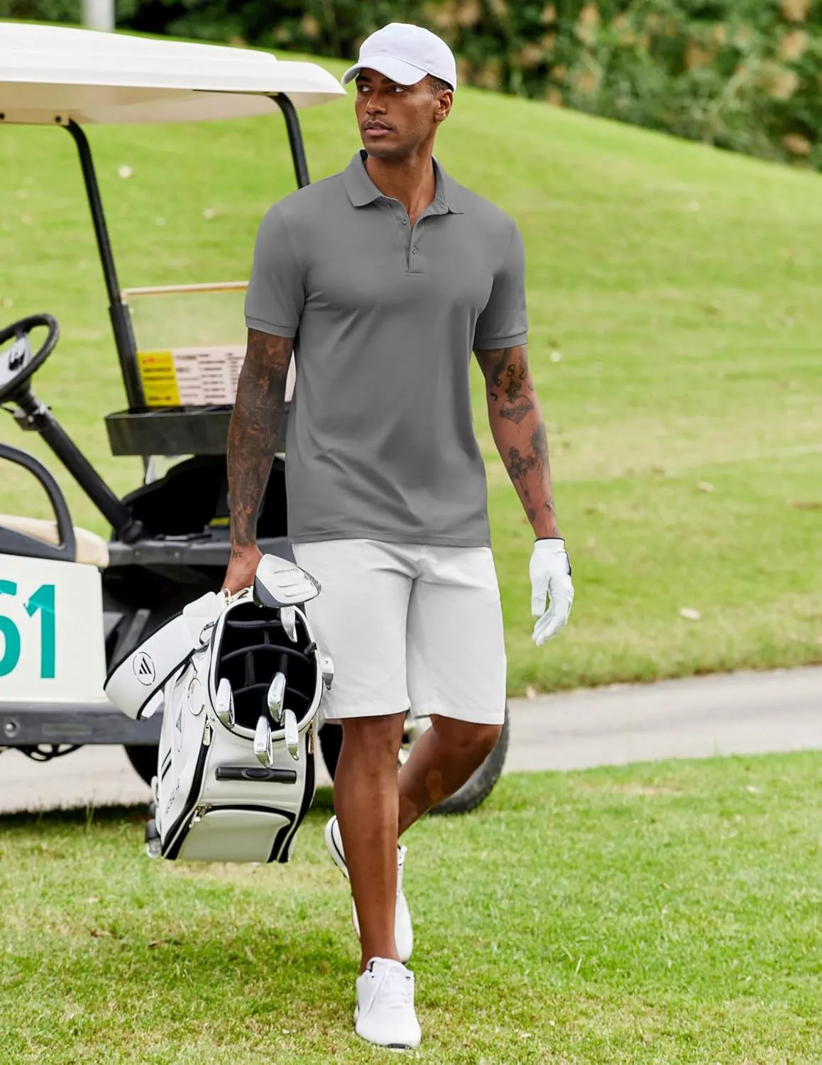 COOFANDY Mens Polo Shirt Short Sleeve Moisture Wicking Quick-Dry Golf Polo Athletic Tennis Collared T-Shirts
