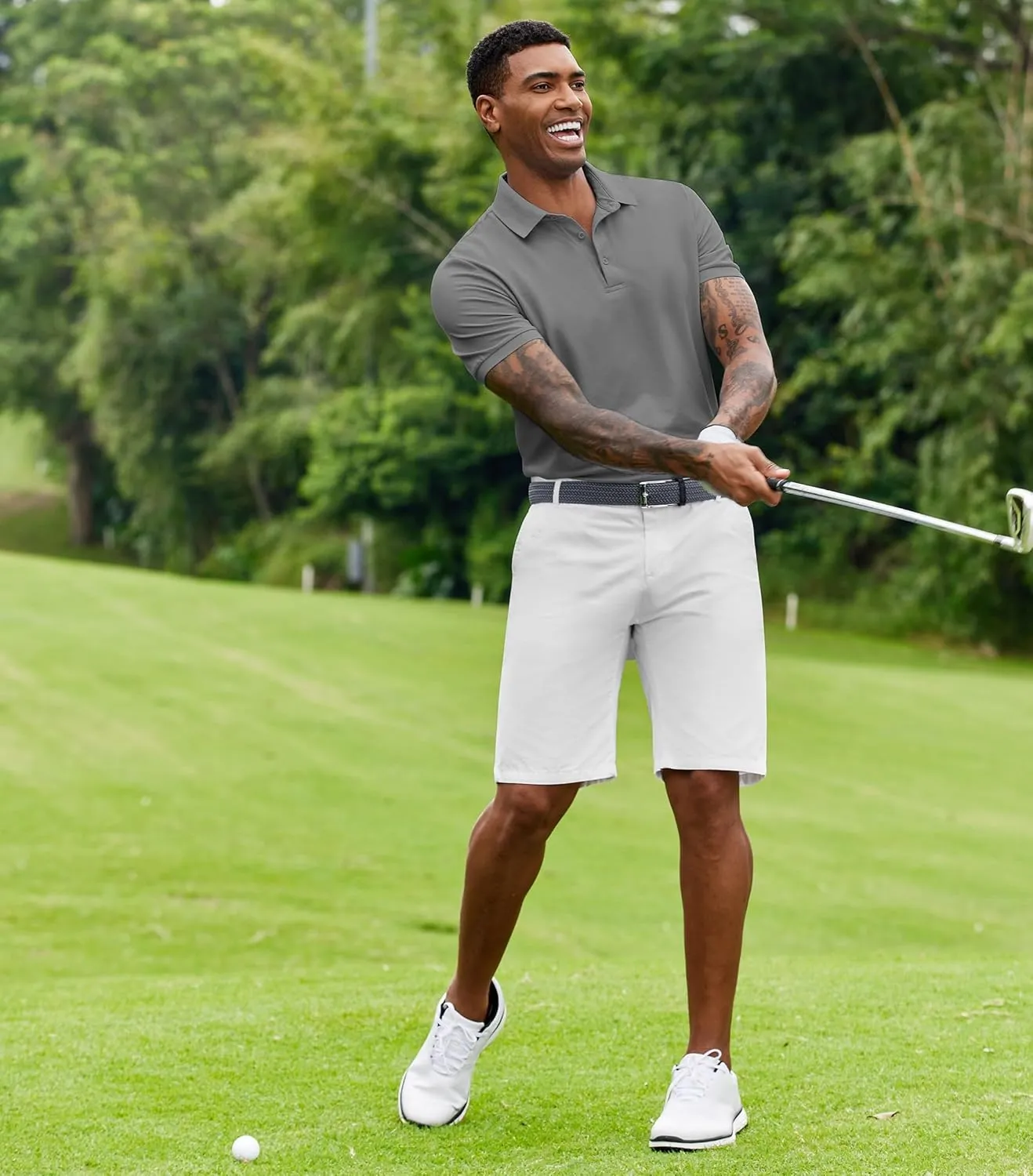 COOFANDY Mens Polo Shirt Short Sleeve Moisture Wicking Quick-Dry Golf Polo Athletic Tennis Collared T-Shirts