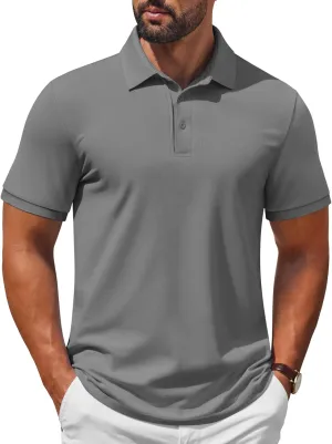 COOFANDY Mens Polo Shirt Short Sleeve Moisture Wicking Quick-Dry Golf Polo Athletic Tennis Collared T-Shirts