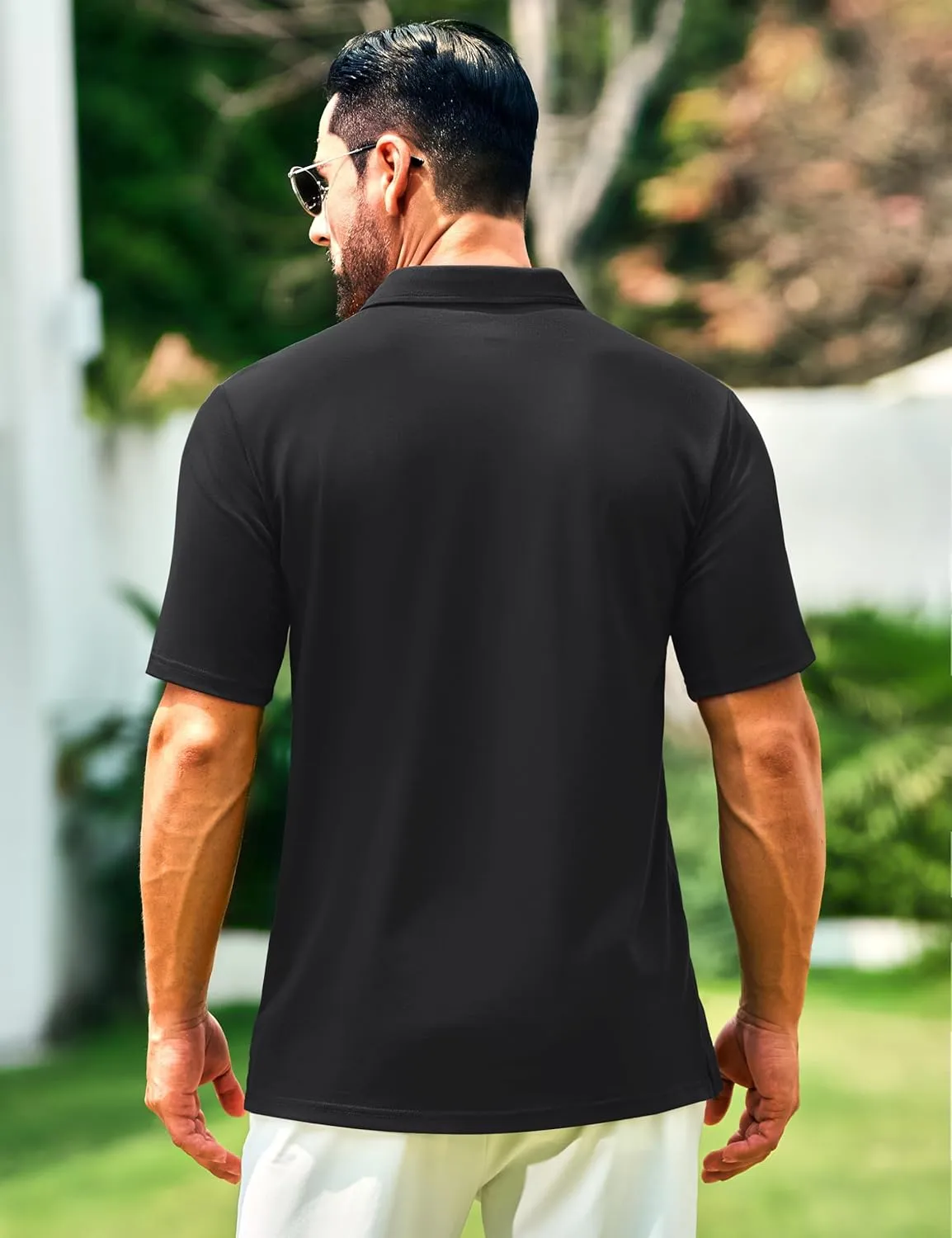 Cotrasen Polo Shirts for Men Cotton Pique Short Sleeve Pique Golf Shirts with Pocket Classic Casual Summer Collared T Shirt