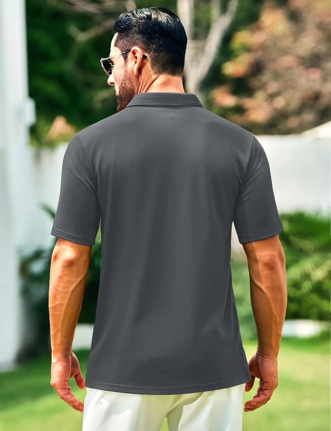 Cotrasen Polo Shirts for Men Cotton Pique Short Sleeve Pique Golf Shirts with Pocket Classic Casual Summer Collared T Shirt