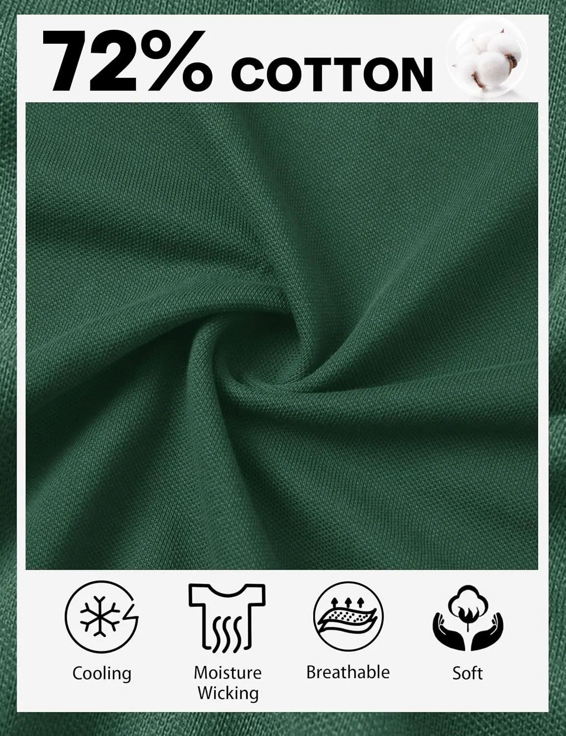 Cotrasen Polo Shirts for Men Cotton Pique Short Sleeve Pique Golf Shirts with Pocket Classic Casual Summer Collared T Shirt