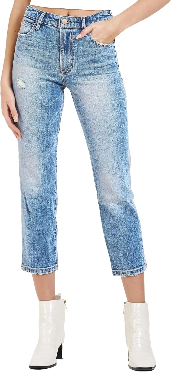 DEAR JOHN Frankie Women's Jeans Straight Fit Cropped High Rise