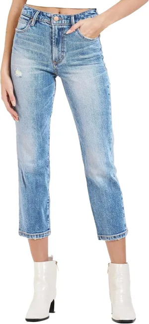 DEAR JOHN Frankie Women's Jeans Straight Fit Cropped High Rise