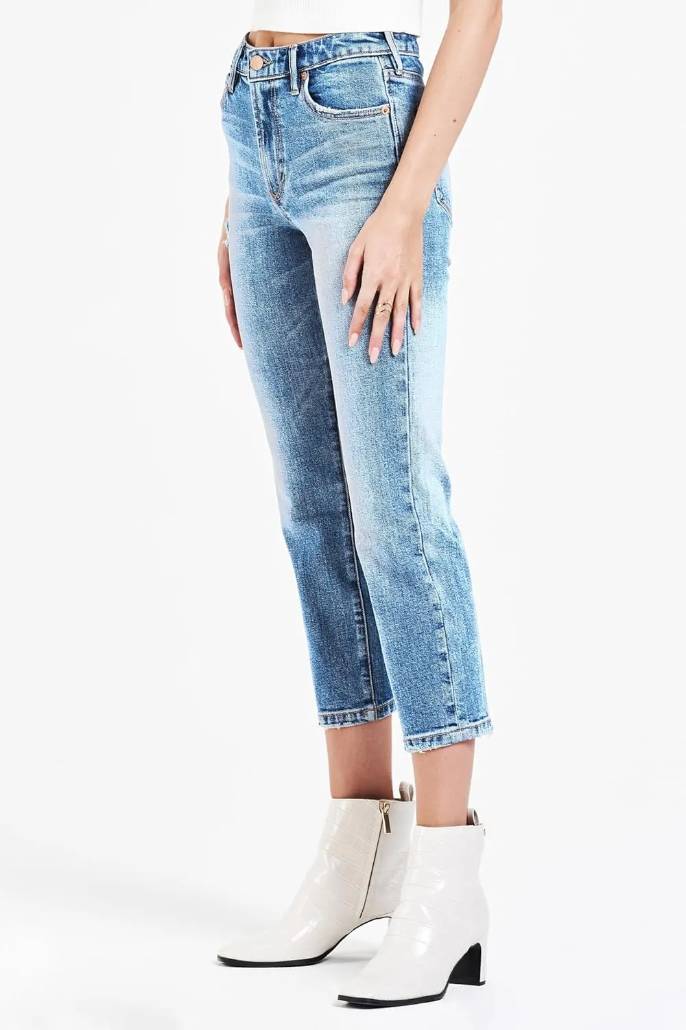 DEAR JOHN Frankie Women's Jeans Straight Fit Cropped High Rise