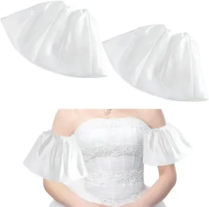GORGECRAFT 2Pcs Removable Puff Sleeves White Polyester Wedding False Short Arm Sleeves Wrist Cuffs Bridal Dress Costume Accessory for Wedding Bridal Prom Evening Party Women Ladies 11.02 x 11.42in