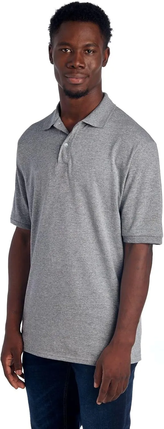 Jerzees Men's Short Sleeve Polo Shirts, Cotton Blend, Two Button Closure, Regular Fit, Sizes S-5x