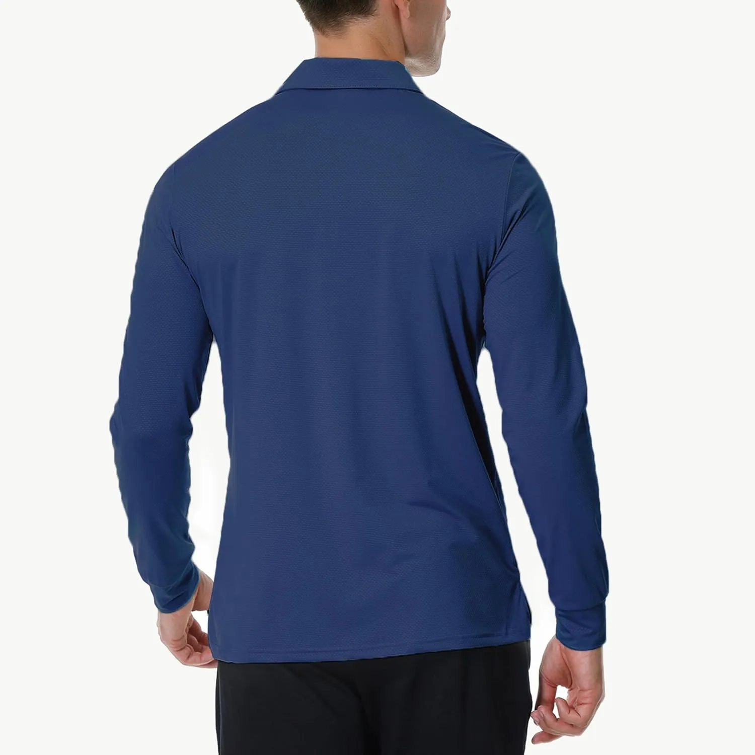 JWM Men's Long Sleeve Golf Polo Shirts - Athletic Casual Travel Performance Collar Shirts Lightweight Quick Dry UPF50