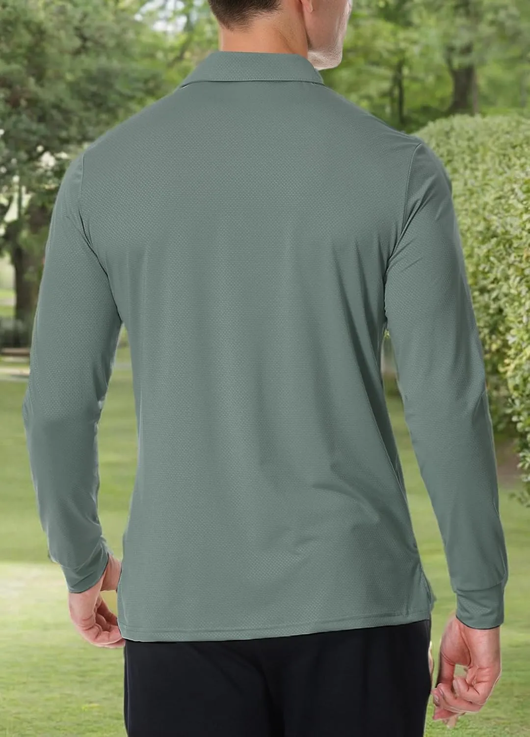 JWM Men's Long Sleeve Golf Polo Shirts - Athletic Casual Travel Performance Collar Shirts Lightweight Quick Dry UPF50