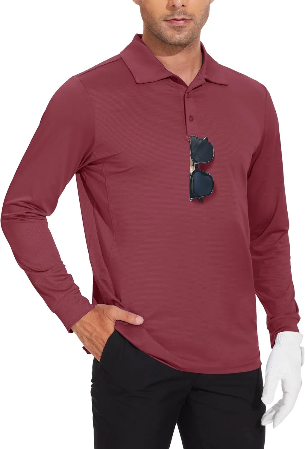 JWM Men's Long Sleeve Golf Polo Shirts - Athletic Casual Travel Performance Collar Shirts Lightweight Quick Dry UPF50