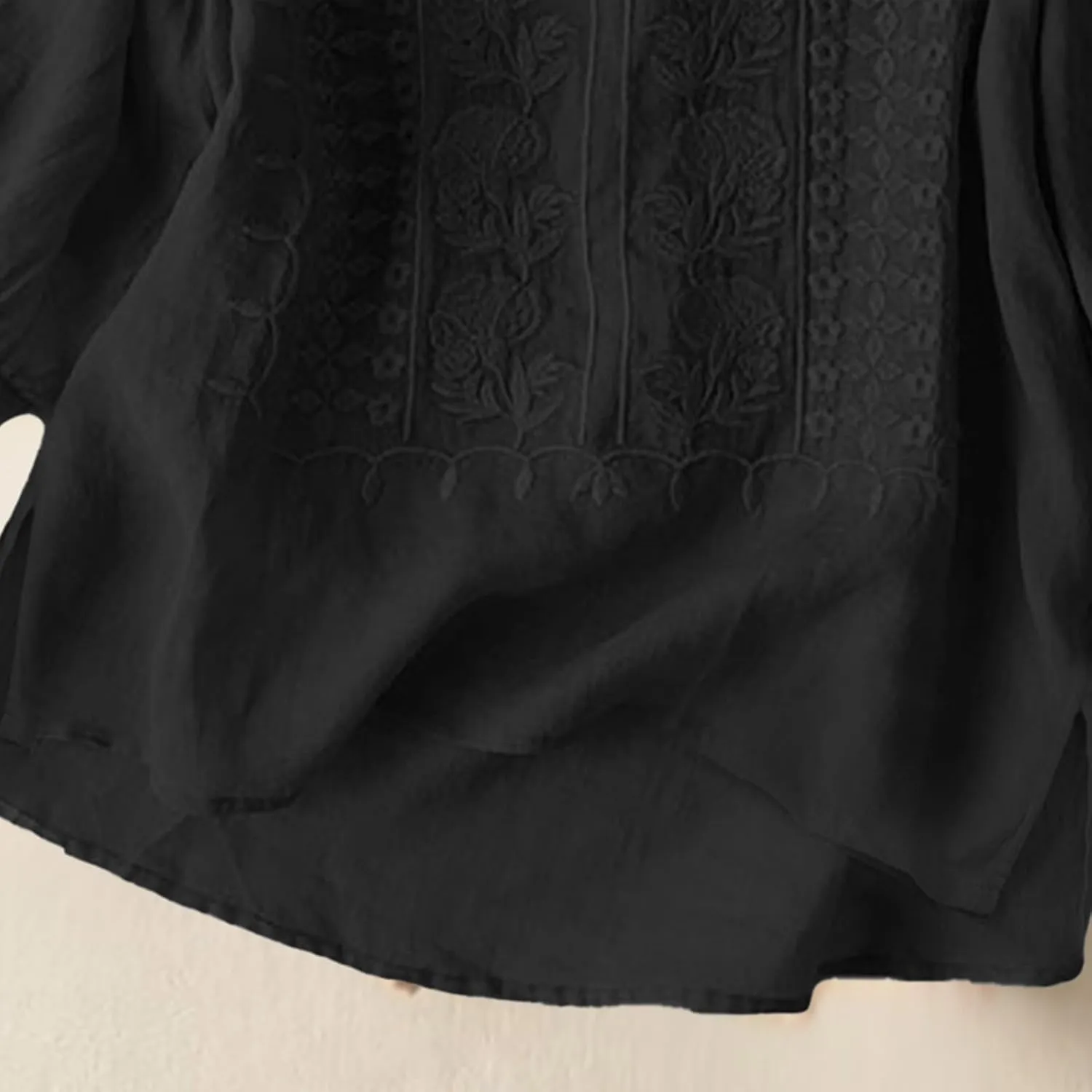 Linen Shirts for Women 2025 Women's Summer Linen 3/4 Sleeve Tunics Retro Embroidered Boho Loose Casual Styles