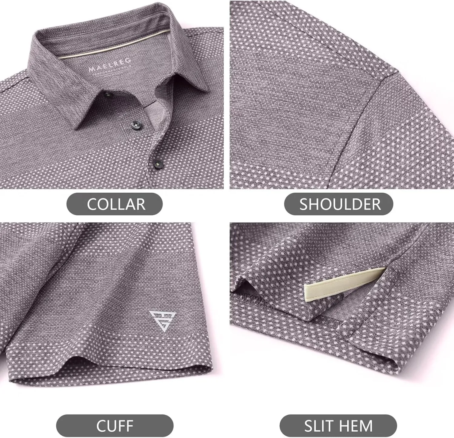 M MAELREG Golf Shirts for Men Heather Jacquard Performance Lightweight Moisture Wicking Active Casual Mens Polo Shirts