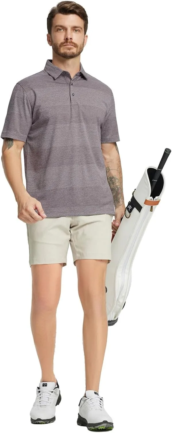M MAELREG Golf Shirts for Men Heather Jacquard Performance Lightweight Moisture Wicking Active Casual Mens Polo Shirts