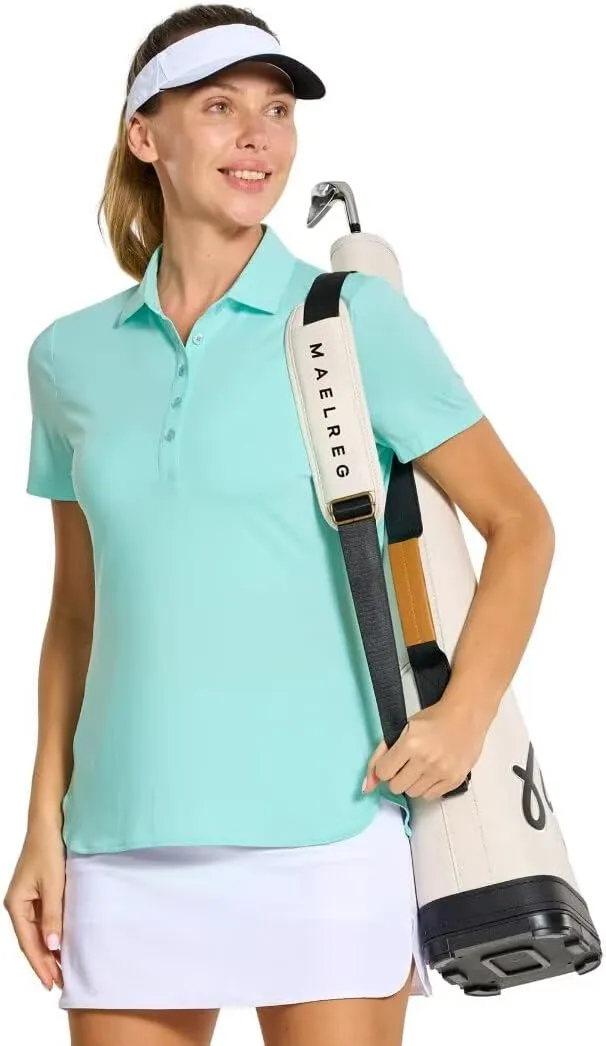 M MAELREG Womens Golf Shirt Short Sleeve 5 Buttons Quick Dry Casual Solid Moisture Wicking Tennis Polo Shirts for Women