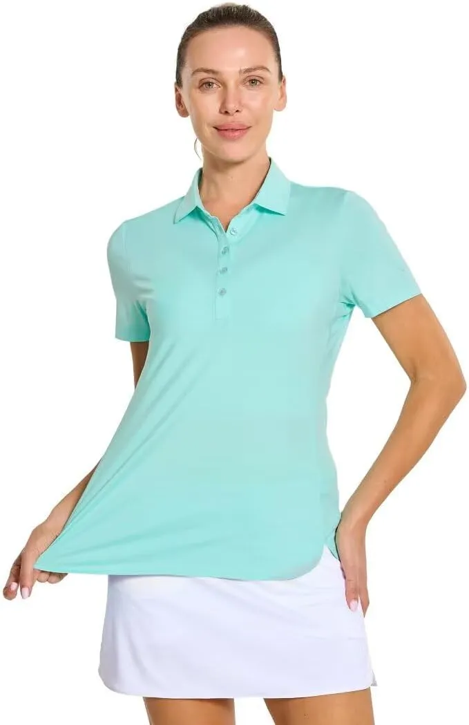 M MAELREG Womens Golf Shirt Short Sleeve 5 Buttons Quick Dry Casual Solid Moisture Wicking Tennis Polo Shirts for Women