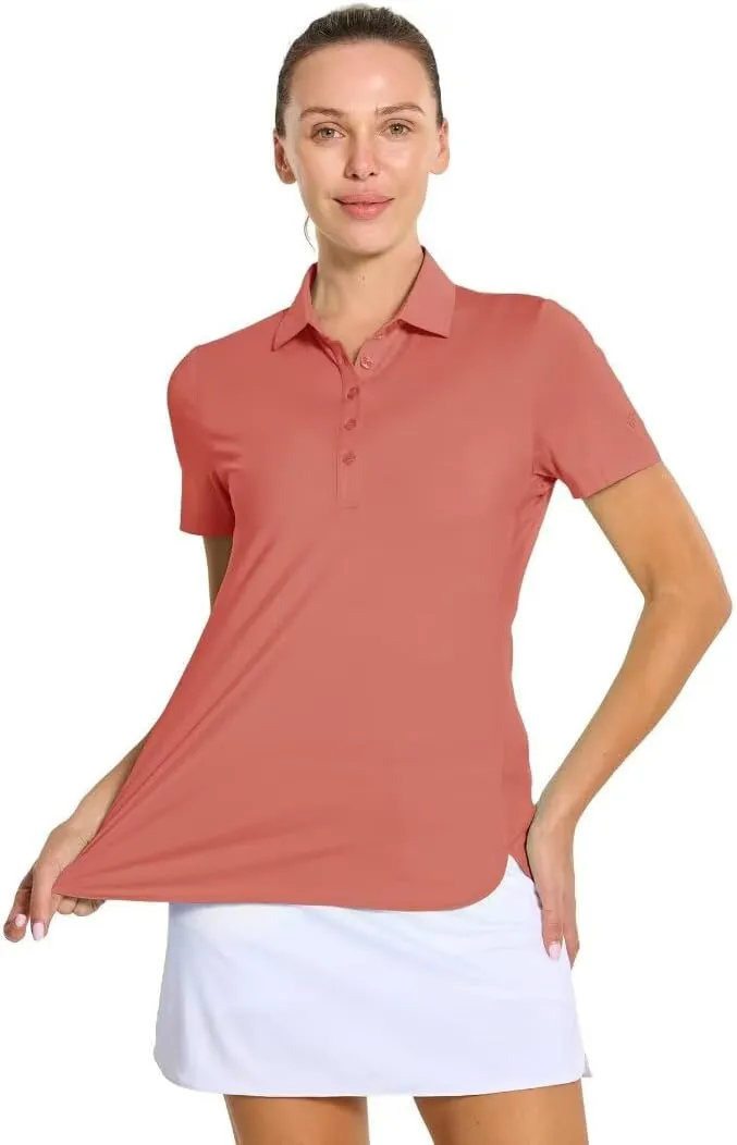 M MAELREG Womens Golf Shirt Short Sleeve 5 Buttons Quick Dry Casual Solid Moisture Wicking Tennis Polo Shirts for Women