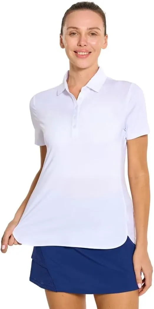 M MAELREG Womens Golf Shirt Short Sleeve 5 Buttons Quick Dry Casual Solid Moisture Wicking Tennis Polo Shirts for Women
