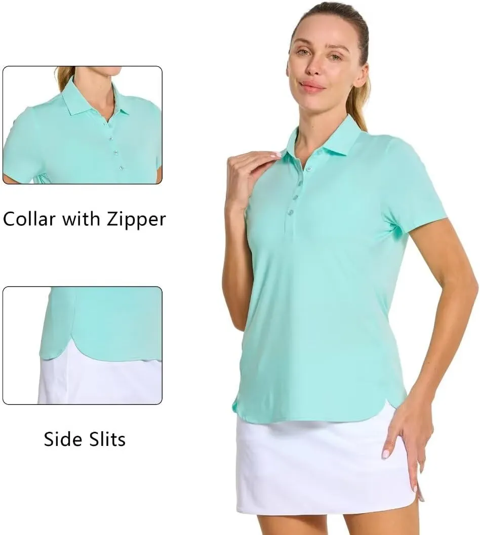 M MAELREG Womens Golf Shirt Short Sleeve 5 Buttons Quick Dry Casual Solid Moisture Wicking Tennis Polo Shirts for Women