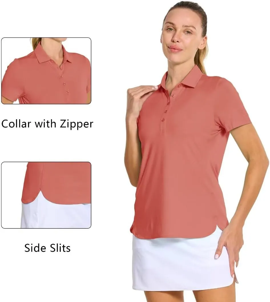 M MAELREG Womens Golf Shirt Short Sleeve 5 Buttons Quick Dry Casual Solid Moisture Wicking Tennis Polo Shirts for Women