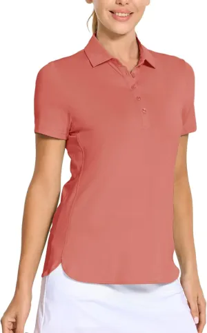 M MAELREG Womens Golf Shirt Short Sleeve 5 Buttons Quick Dry Casual Solid Moisture Wicking Tennis Polo Shirts for Women