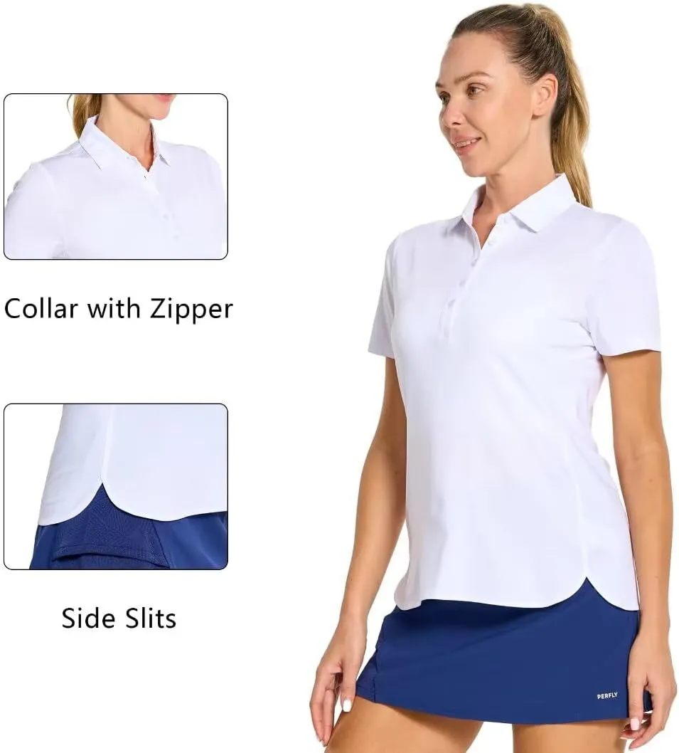 M MAELREG Womens Golf Shirt Short Sleeve 5 Buttons Quick Dry Casual Solid Moisture Wicking Tennis Polo Shirts for Women