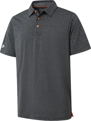 Mens Golf Polo Shirt Moisture Wicking Dry Fit Performance Athletic Short Sleeve Striped Golf Shirts for Men