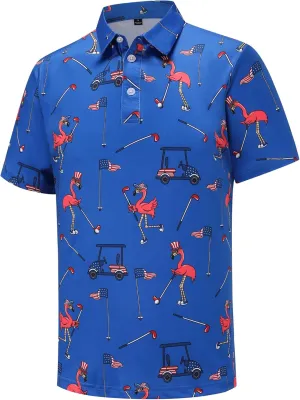 Men's Golf Polo Shirts Short Sleeve Performance Moisture Wicking Dry Fit Funny Golf Polo Shirts for Men