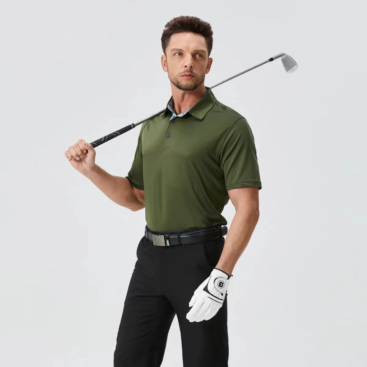 Mens Golf Shirts Dry Fit Short Sleeve Casual Performance Solid Collared Polo Shirts for Men