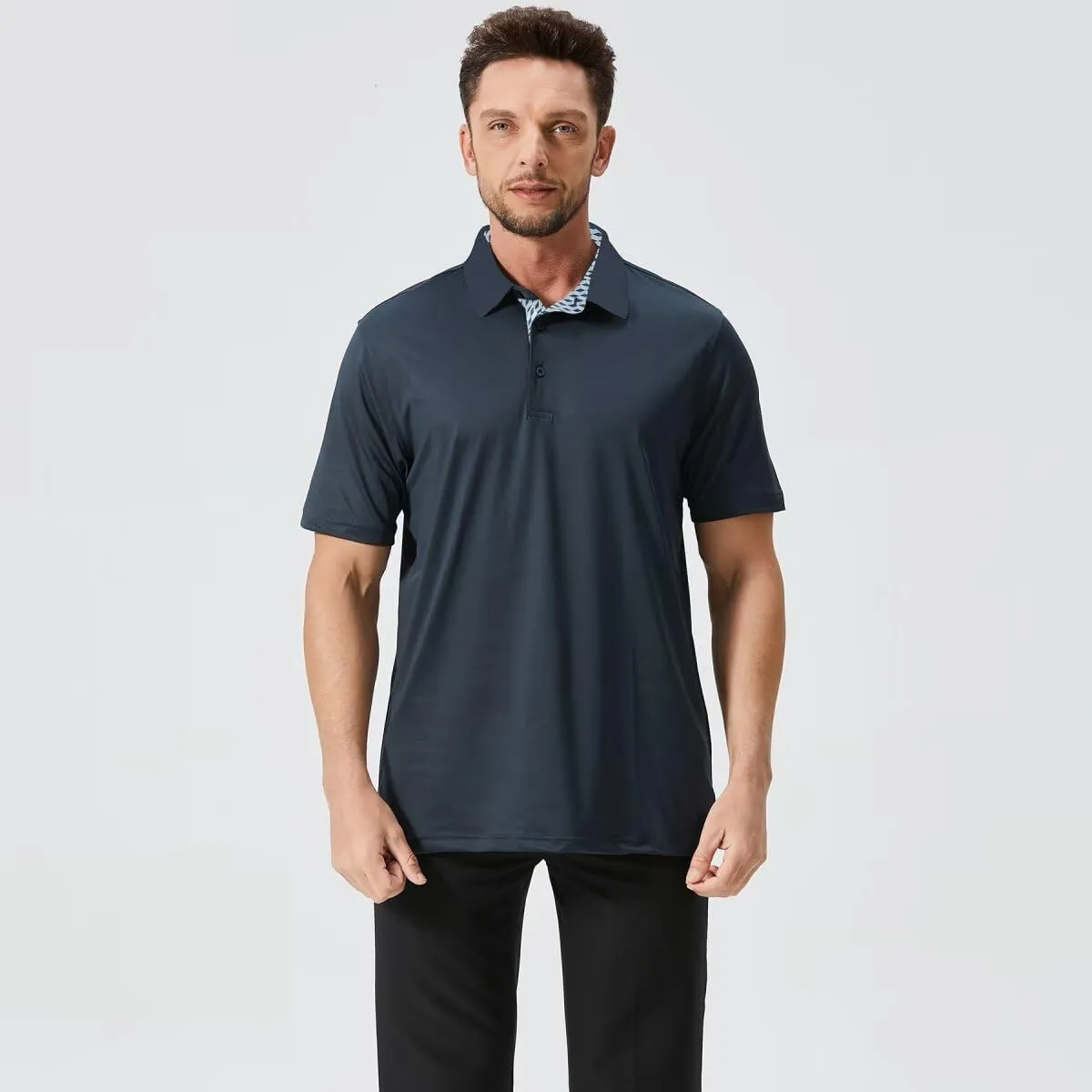 Mens Golf Shirts Dry Fit Short Sleeve Casual Performance Solid Collared Polo Shirts for Men