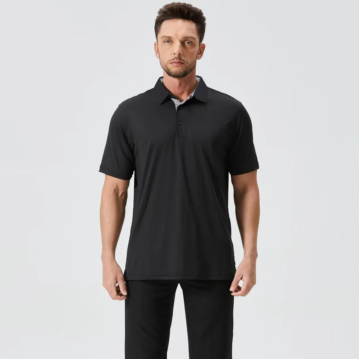 Mens Golf Shirts Dry Fit Short Sleeve Casual Performance Solid Collared Polo Shirts for Men