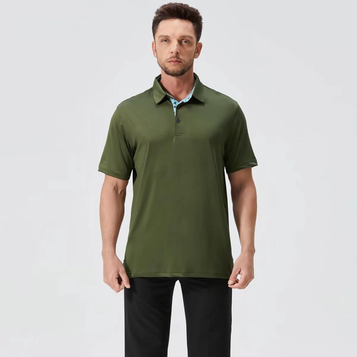 Mens Golf Shirts Dry Fit Short Sleeve Casual Performance Solid Collared Polo Shirts for Men