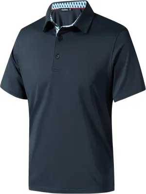 Mens Golf Shirts Dry Fit Short Sleeve Casual Performance Solid Collared Polo Shirts for Men