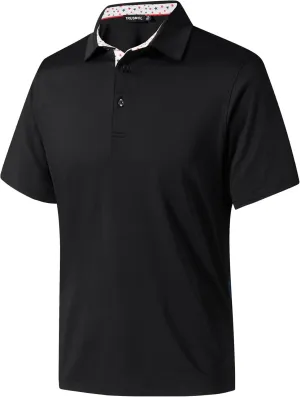 Mens Golf Shirts Dry Fit Short Sleeve Casual Performance Solid Collared Polo Shirts for Men