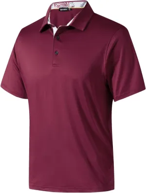 Mens Golf Shirts Dry Fit Short Sleeve Casual Performance Solid Collared Polo Shirts for Men