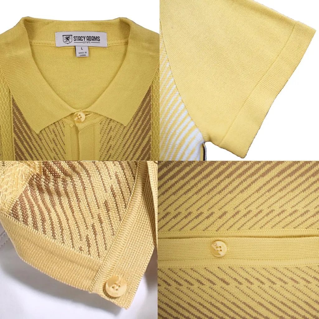 Mens Short Sleeve Knit Sports Shirt - Modern Polo Vintage Classics: Mlange Panel