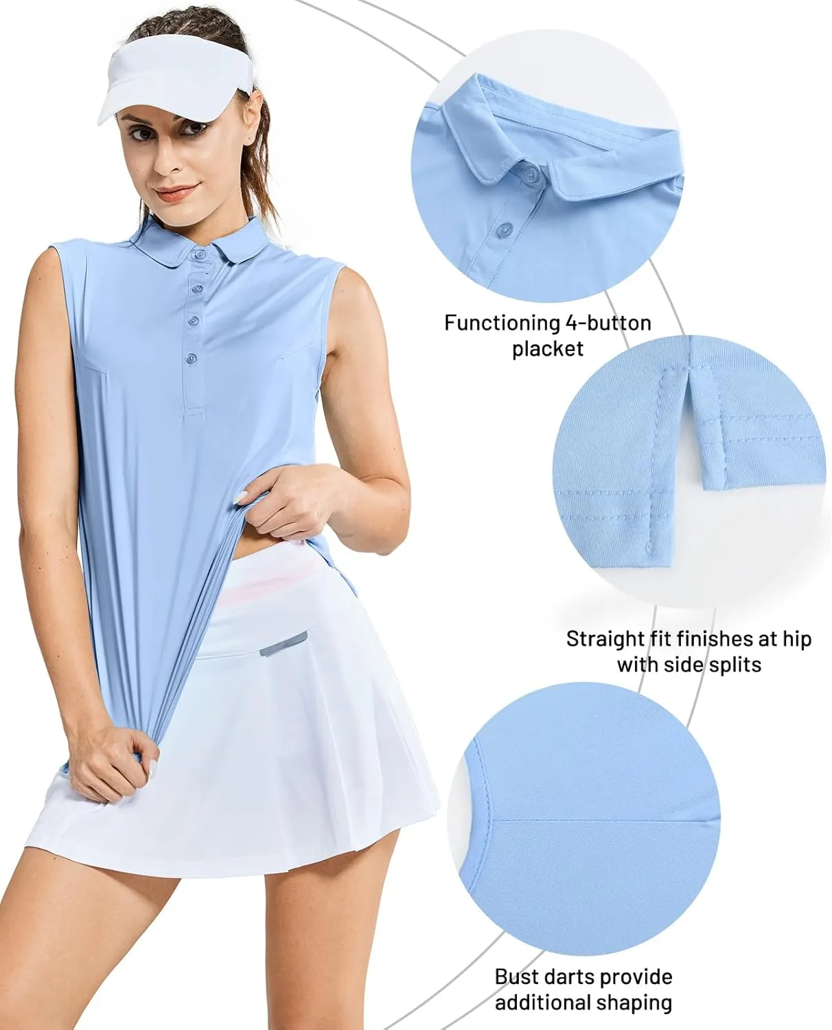 MIER Women's Sleeveless Golf Polo Shirts Athletic Tennis Collared Tank Tops, Quick Dry, UPF 50 
