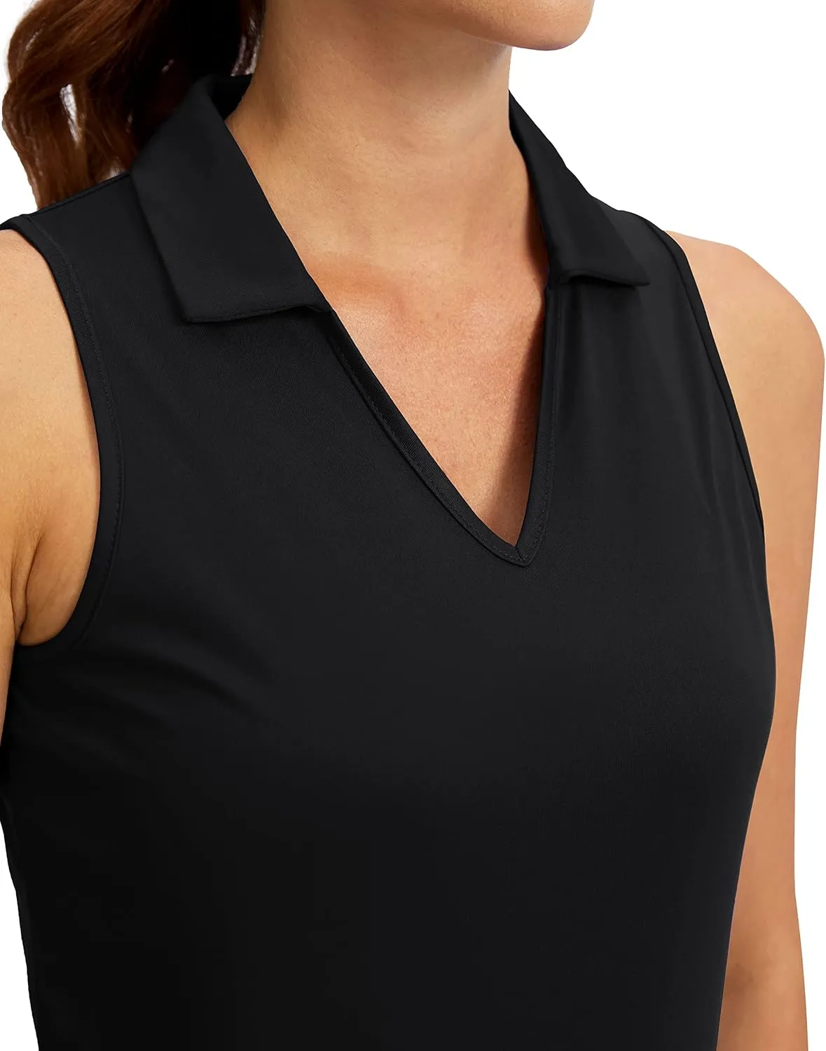 SANTINY Women's Sleeveless Golf Shirt V-Neck Tennis Tank Tops Collared Golf Polo Shirts for Women