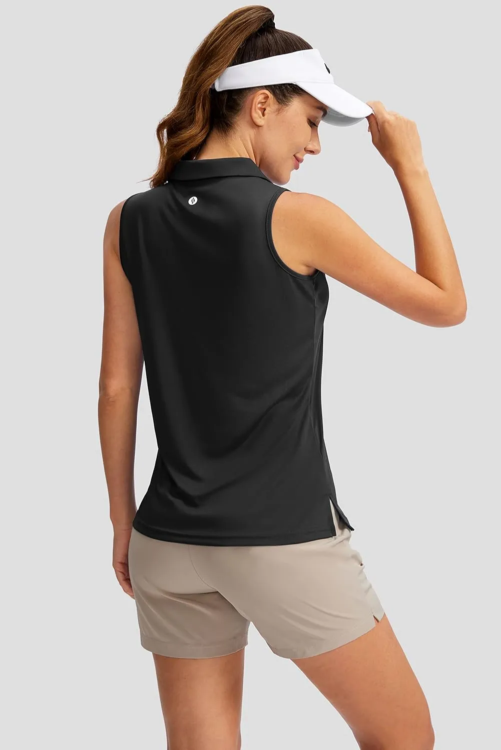 SANTINY Women's Sleeveless Golf Shirt V-Neck Tennis Tank Tops Collared Golf Polo Shirts for Women